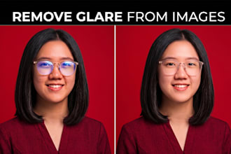 remove glare from glasses and retouch headshot photos