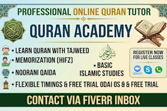teach quran with tajweed, noorani qaida, and islamic studies