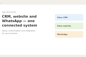 setup odoo CRM, odoo website, odoo customization and whatsapp integration