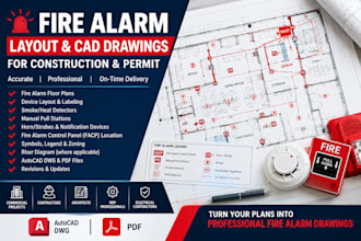 create fire alarm layout, plans and autocad drawings for construction and permit