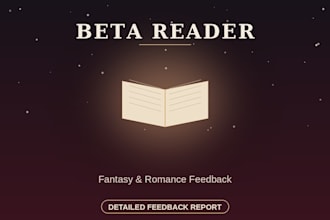 be fantasy, romance beta reader with detailed feedback report