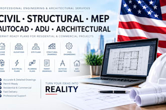 design civil structural mep adu site plan floor plan elevations building permit