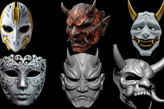 sculpt 3d mask 3d print and paint oni mask for anime cosplay 3d helmet armour