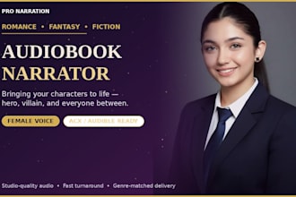 be your female audiobook narrator for romance and fantasy fiction books