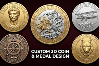sculpt custom 3d coin bas relief challenge medallion coin stl model for printing