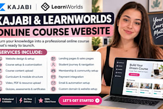 build learnworlds kajabi online course website lms course setup