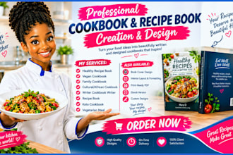 ghostwrite your cookbook recipe book writer KDP formatting cookbook cover design