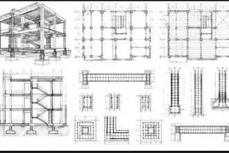 do structural load calculation beam column design concrete autocad drawing