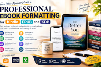 do ebook formatting, book interior design, KDP book publishing, book formatting