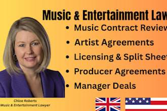 draft, review music, film and entertainment law agreements