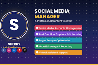 be your social media marketing manager, personal assistant and content creator