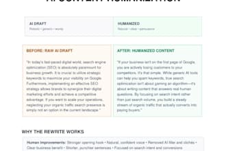 humanize, edit, rewrite the ai content, blog posts and articles