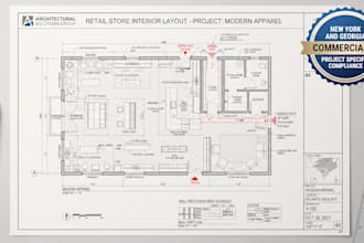 draft commercial ti permit drawings for retail or office new york georgia