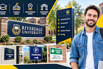 design school signs, campus signs, entrance signs, wayfinding and campus signage