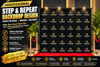 design custom step and repeat red carpet and event backdrops