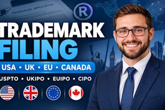 represent you at the euipo uspto ukipo dpma and cipo for trademark registration
