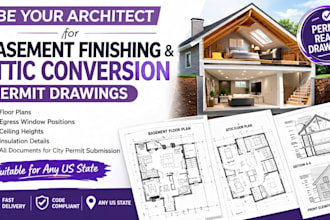 design basement finishing and attic conversion permit drawings