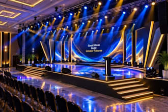 do any event stage and lighting design 3d model and render