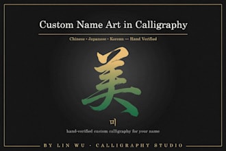 create unique custom chinese, japanese, korean kanji name art gift