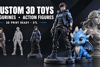 sculpt custom 3d toys, figurines, busts and action figures for printing
