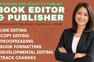 copy editing, book editor, proofreading, fictional book, and book formatting