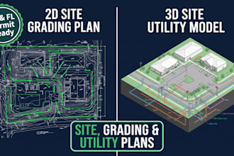 design civil site plans, grading, drainage, and utility drawings for tx and fl