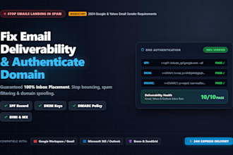 fix email deliverability, setup spf, dkim, and dmarc