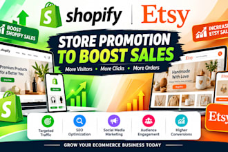 promote shopify store to boost shopify sales, etsy promotion for etsy sales