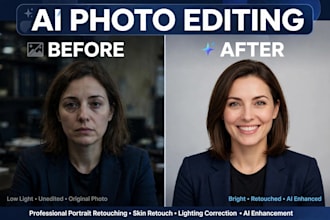 do ai photo editing, ai headshots and portrait retouching