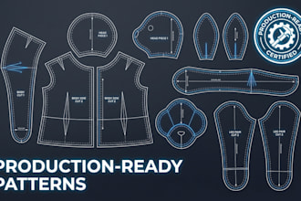 create a plush sewing pattern and tech pack for production