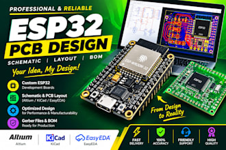 design custom multilayer pcb, electronics hardware, and esp32 iot prototype