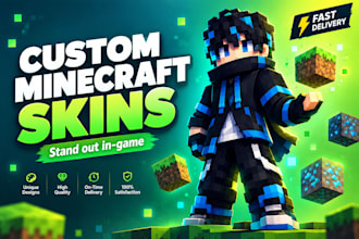 do custom minecraft art, character, high quality pixel art, animation and skins