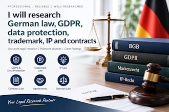 research gdpr, german data protection, trademark, IP law, contract and agreement