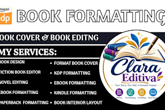 do  book editing, ebook KDP formatting book interior layout, fiction book editor
