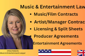 be your lawyer for music, film and entertainment agreements