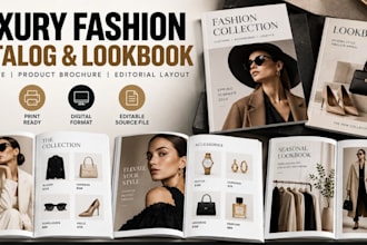 design luxury fashion catalog, lookbook, magazine and product brochure