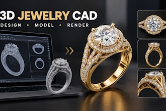 create 3d jewelry cad design for 3d printing, jewelry modeling and 3d rendering