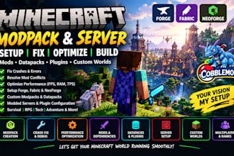 setup, install, fix minecraft modpacks, forge fabric mods, servers and datapacks