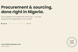 source and negotiate cars, land, houses, equipment, or imports for you