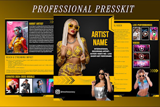 design a professional artist epk music press kit and one sheet clickable epk