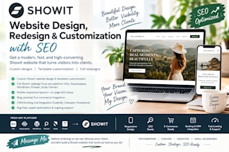 design, redesign and customize your showit website or showit template with SEO