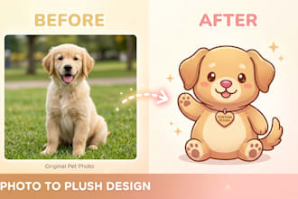 turn your character, mascot, or pet photo into a plush design