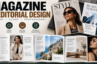 design professional magazine, editorial, publication and layout