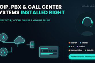 install and configure freepbx, 3cx, vitalpbx, vicidial and magnus billing