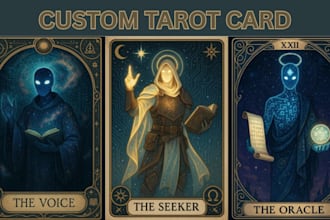 design custom tarot card deck, oracle cards layout, guidebook, and box packaging
