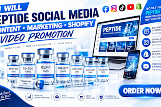 peptide social media content creation marketing management shopify video promo
