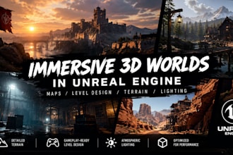 build immersive 3d world map, level design, lighting, terrain in unreal engine 5