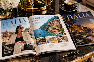 design hotel magazine editorial layout, catalog, brochure, lookbook, sell sheets
