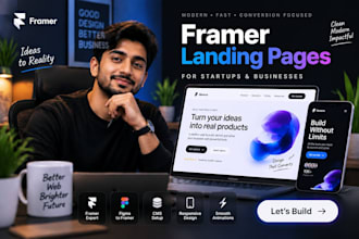 design a modern framer landing page for saas startups and businesses