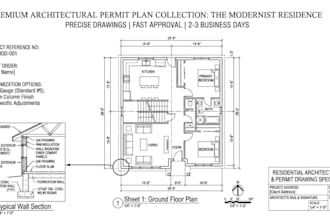 draft architectural floor plans and construction permit drawings